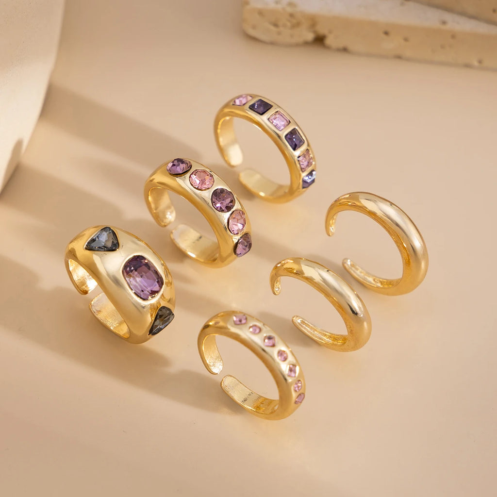 Purple Aura Adjustable Rings