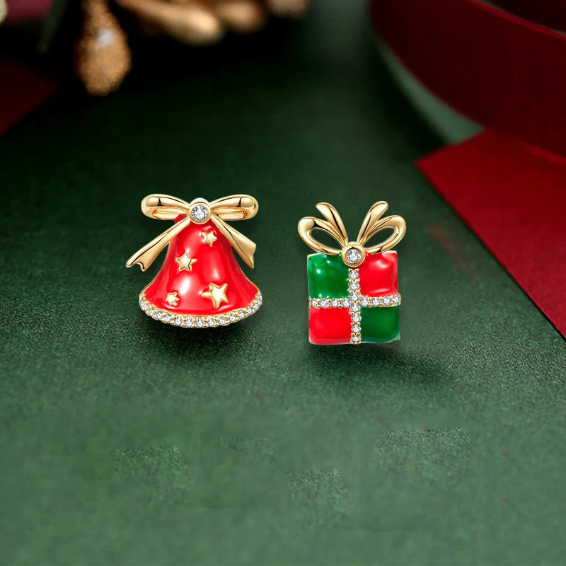 Winter Glow Bow & Bell Earrings