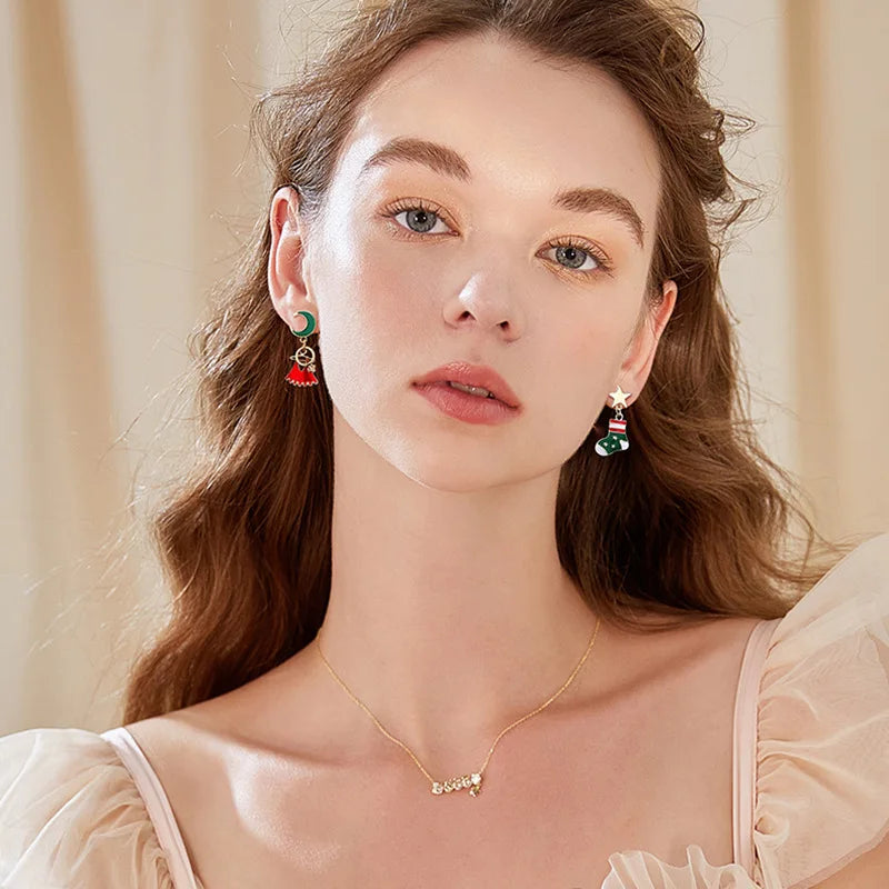 Winter Glow Bow & Bell Earrings