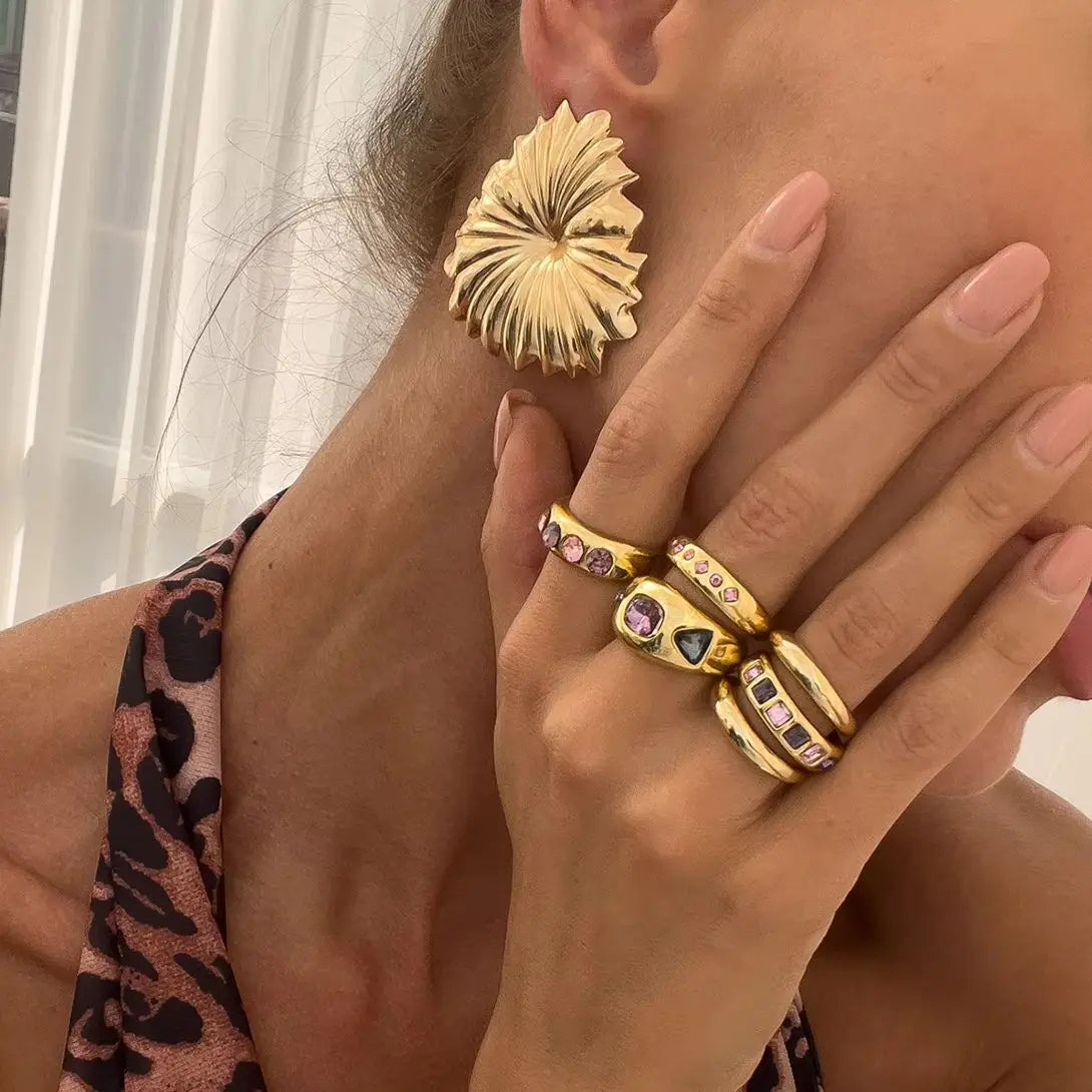 Purple Aura Adjustable Rings